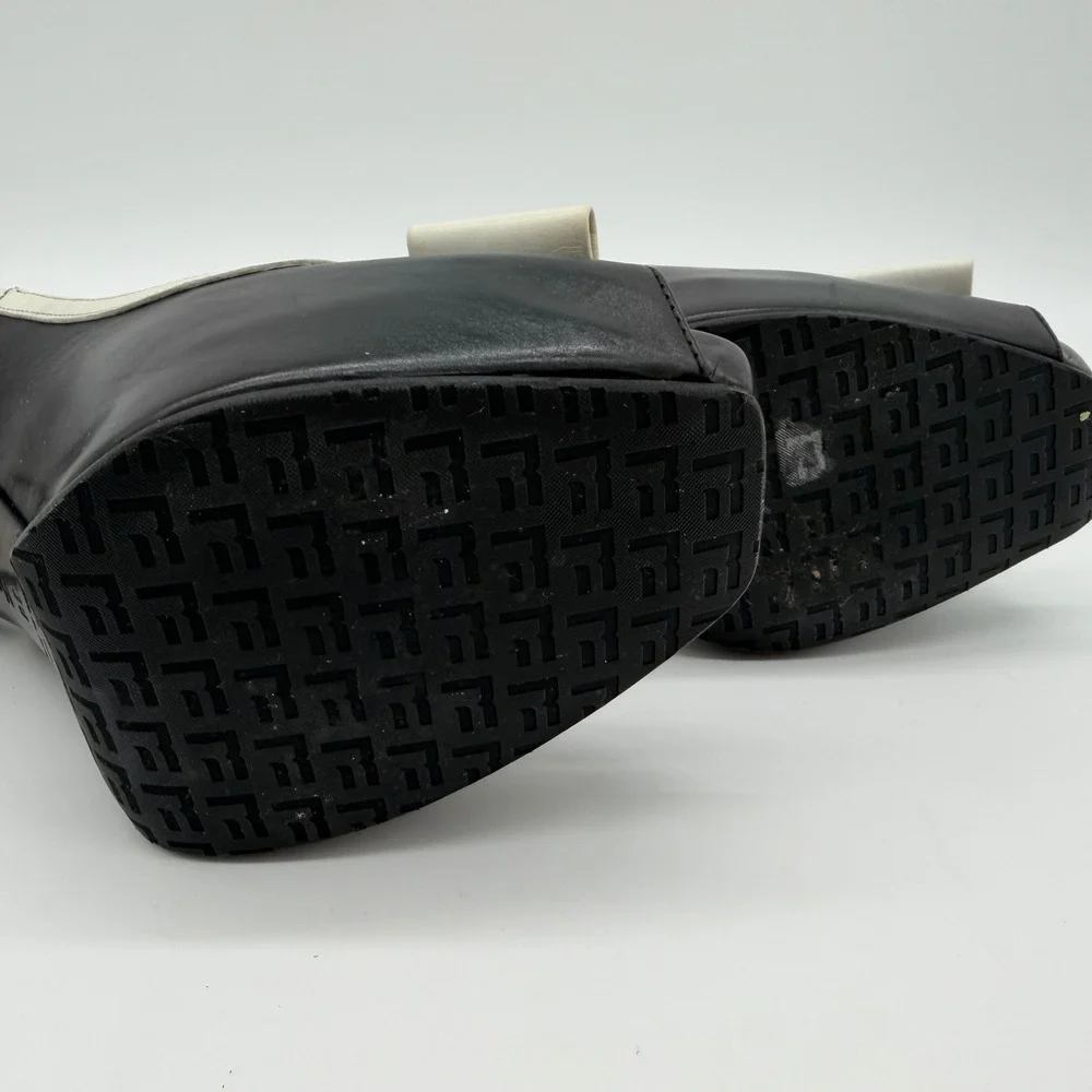 Authentic Marino Fabiani Slingback Heels Size 38 Black White Platform Italy